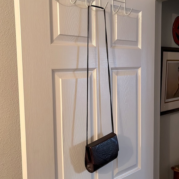 🖤Vintage Handmade Moroccan Embossed 100% Black Leather Crossbody Bag Purse🖤 - Picture 4 of 6